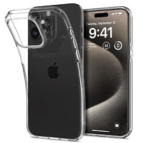 Чехол силиконовый для Apple iPhone 15 Pro плотный (Прозрачный)