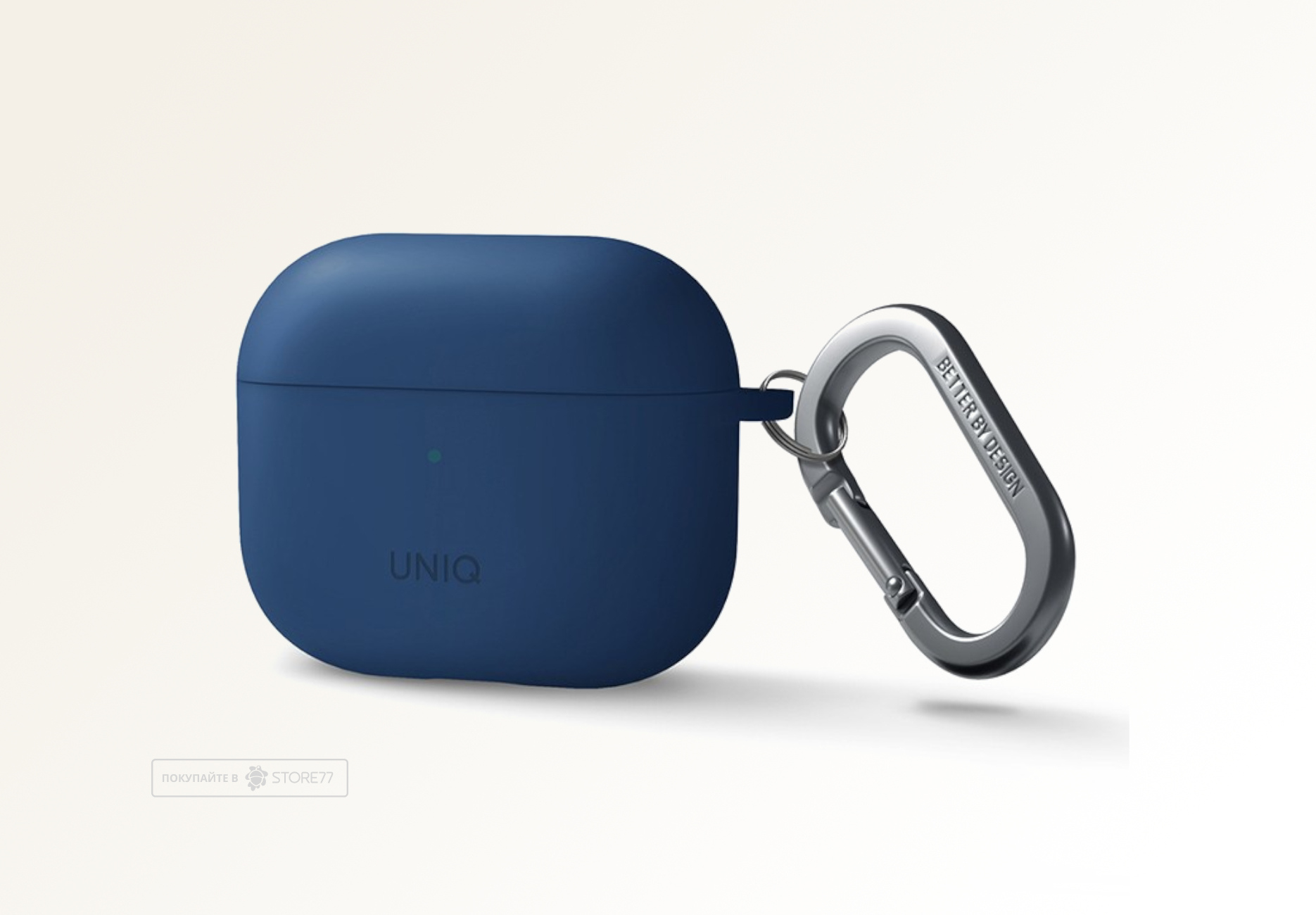 Чехол Uniq для Airpods 3 NEXO Liquid silicone +carabin +Sports ear hooks (Синий)