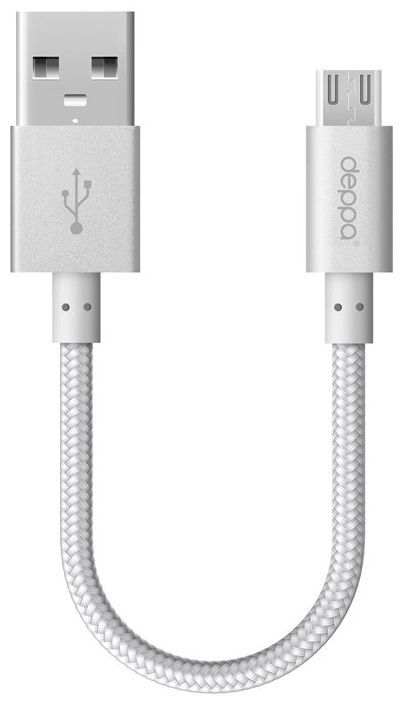 

Кабель Deppa USB - micro USB 0.15m алюминий/нейлон (Серебро)