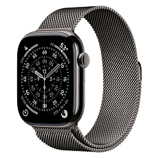 Часы Apple Watch Series 11 46 мм, корпус титан сланцевый (Slate Titanium), миланский сетчатый браслет, цвет: сланцевый (Slate), размер: S/M