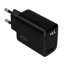 Сетевое зарядное устройство Magssory Digit 45 Вт GaN 2xUSB-C + USB-A (Черное)