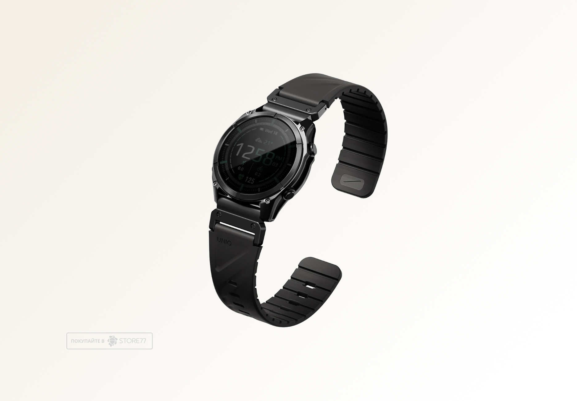 Ремешок Uniq FLUO для часов Garmin 26мм каучуковый (Черный)