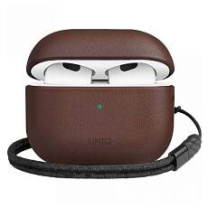Чехол Uniq для Airpods 3 Terra Genuine Leather with wrist strap (Коричневый)