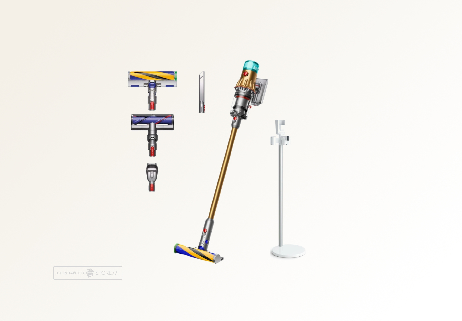 Беспроводной пылесос Dyson V12 Detect Slim Absolute с подставкой (Золотой/Золотой) Вилка EU