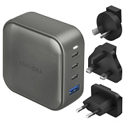 Сетевое зарядное устройство EnergEA TravelWorld 100 Вт GaN PD 3xUSB-C + USB-A (Темно-серый)