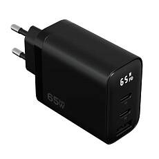 Сетевое зарядное устройство Magssory Digit 65 Вт GaN 2xUSB-C + USB-A (Черное)