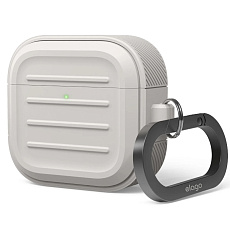 Чехол Elago для AirPods 4 Armor Silicone с карабином (Серый)