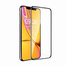 Защитное стекло Gurdini 2,5D для iPhone XR/11 (Черная рамка)