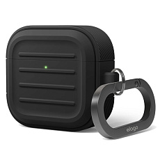 Чехол Elago для AirPods 4 Armor Silicone с карабином (Черный)