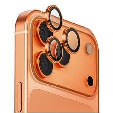 Защитное стекло Uniq Optix AluGuard на линзы камер для iPhone 17 Pro/Pro Max (С оранжевой рамкой)