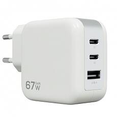 Сетевое зарядное устройство Magssory Pulse 67 Вт Gan 2xUSB-C + USB-A (Белое)