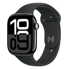 Часы Apple Watch Series 10 46 мм, корпус алюминий угольно-черный (Jet Black Aluminium), ремешок Sport Band, цвет: черный (Black), размер: M/L (Уценка)