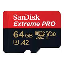 Карта памяти Sandisk Extreme Pro microSDXC 64 ГБ A2, UHS класс 3, класс видео 30