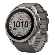 Умные часы Garmin Fenix 9 Pro 51 мм Solar, inReach®, Sapphire, корпус: светло-серый (Titanium), с серебристо-серым силиконовым ремешком
