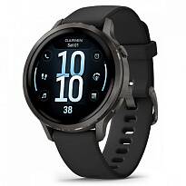 Умные часы Garmin VENU 4 45 мм, корпус: серый (Slate), с черным силиконовым ремешком (Black)