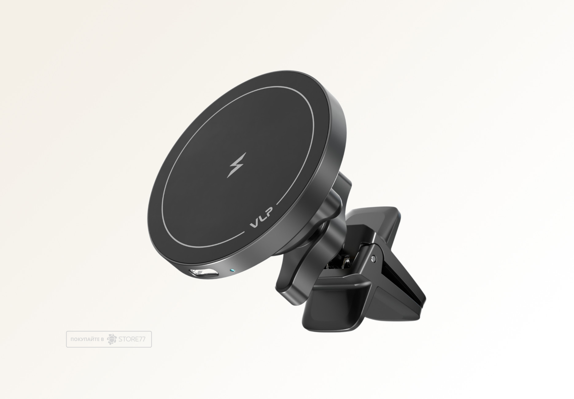 Автомобильный держатель VLP Lite Snap Charge с поддержкой MagSafe, Qi2 15 Вт (Черный)