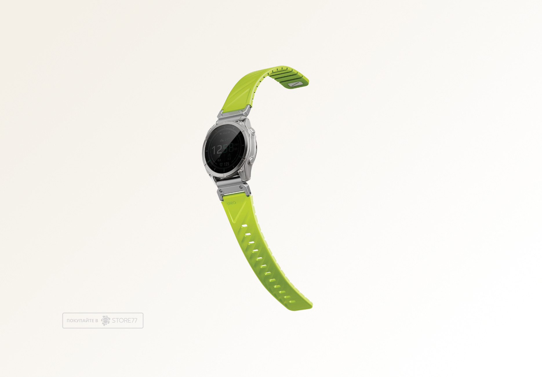Ремешок Uniq FLUO для часов Garmin 22мм каучуковый (Зеленый)