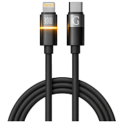 Кабель Gurdini Silicone USB-C - Lightning 3.25A, 30 Вт 1м с подсветкой (Черный)