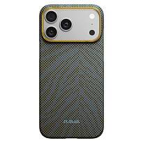 Чехол Pitaka Ultra-Slim Case Breath of Veins для iPhone 17 Pro Max, цвет: глубокий зеленый (Dive Green)