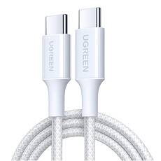 Кабель UGREEN L501 USB-C - USB-C, 60 Вт PD, 1 м плетеный (Белый)