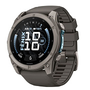 Умные часы Garmin Fenix 9 51 мм, AMOLED, Sapphire, корпус: светло-серый (Titanium), с галечно-серым силиконовым ремешком (Pebble Grey)