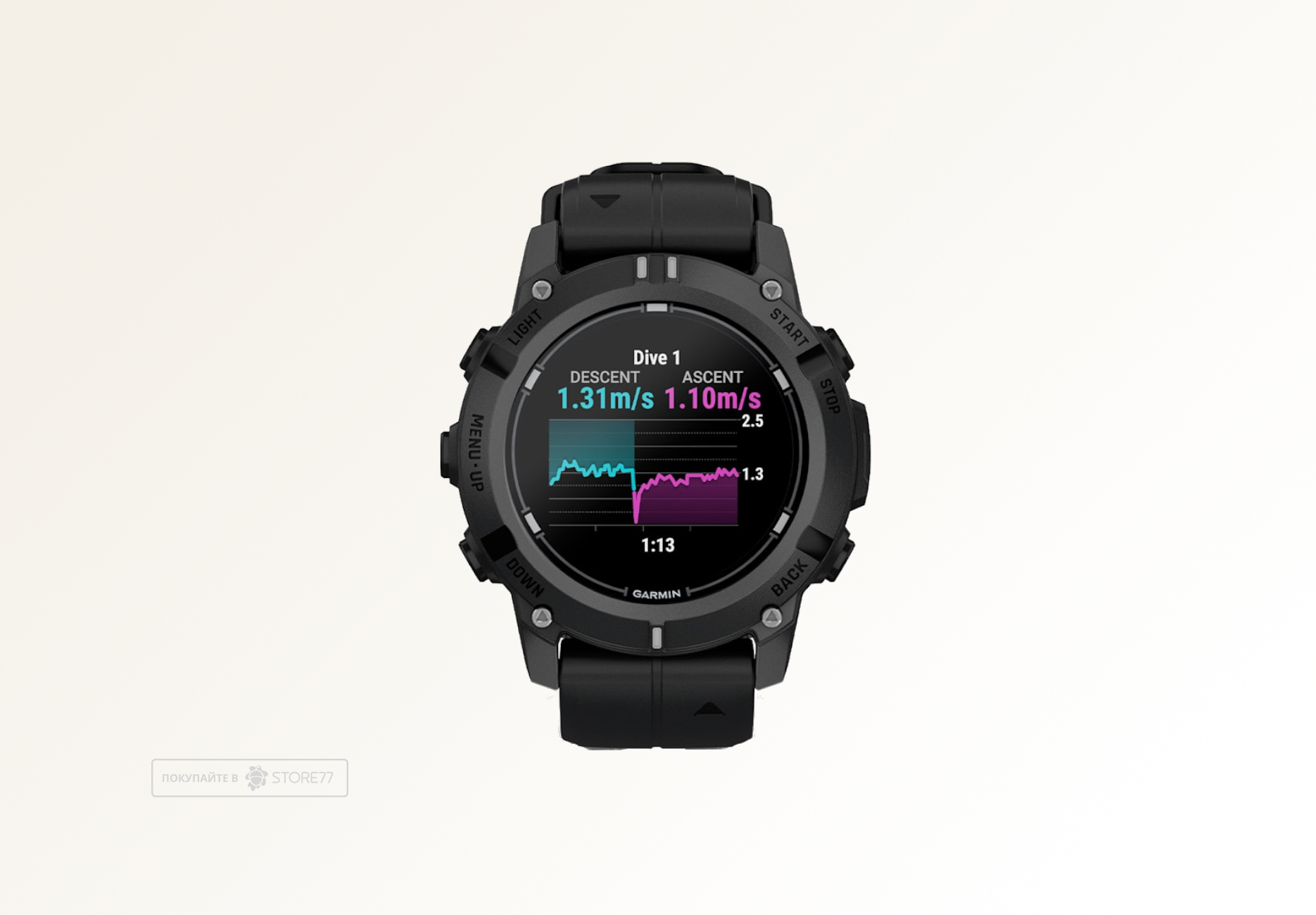Умные часы Garmin Descent G2, 45.5 мм, корпус: черный (Black), с черным силиконовым ремешком (Black)