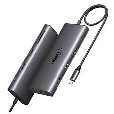 Переходник Ugreen CM639 Revodok Pro Multi Ports USB-C Docking Station 10в1 (Серый космос)