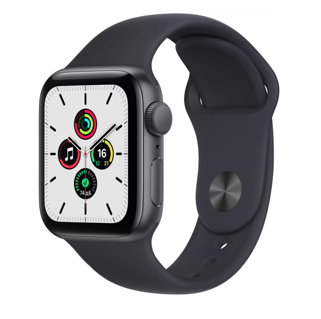 Часы Apple Watch SE (2021) GPS 44mm Aluminum Case with Sport Band серый космос/тёмная ночь MKQ63