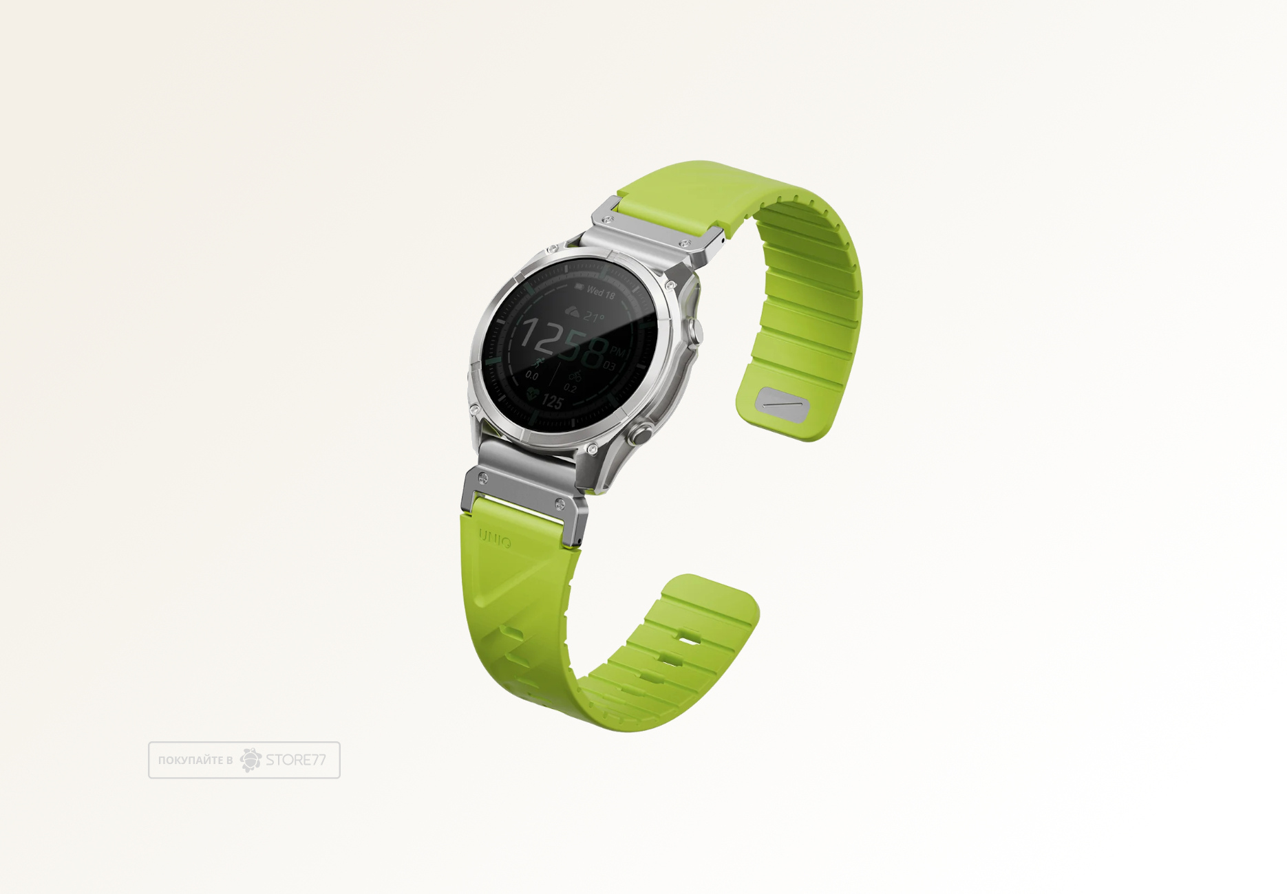 Ремешок Uniq FLUO для часов Garmin 26мм каучуковый (Зеленый)