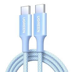 Кабель UGREEN L501 USB-C - USB-C, 60 Вт PD, 1 м плетеный (Синий)