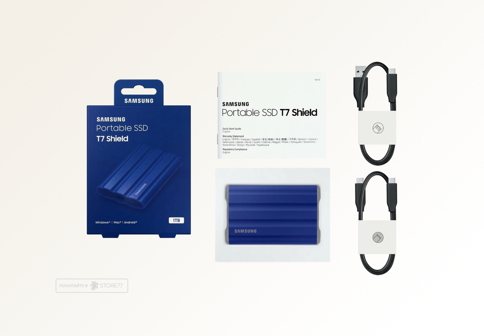 Внешний SSD диск Samsung T7 Shield 1 ТБ (Синий)
