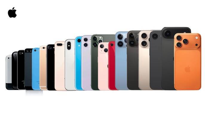 все модели iPhone на одном фото, телефон