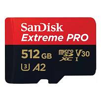 Карта памяти Sandisk Extreme Pro microSDXC 512 ГБ A2, UHS класс 3, класс видео 30