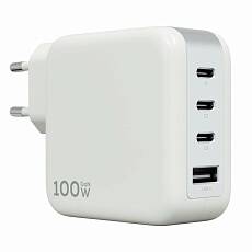 Сетевое зарядное устройство Magssory Pulse 100 Вт Gan 3xUSB-C + USB-A (Белое)