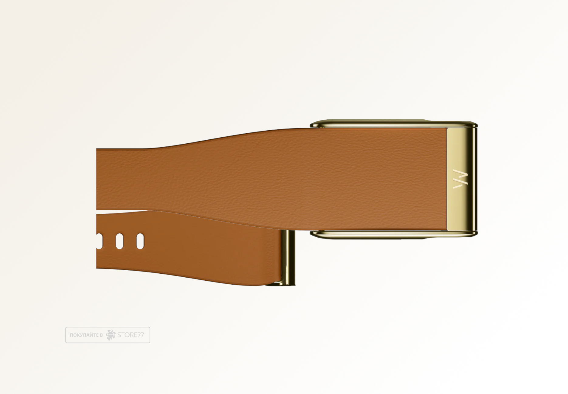 Ремешок кожаный для браслета Whoop MG LeatherLuxe, цвет: коричневый/золотой (Camel/Gold), размер: S