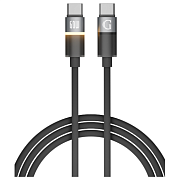 Кабель Gurdini Silicone USB-C - USB-C 3A, 60 Вт 1м с подсветкой (Черный)
