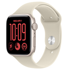 Часы Apple Watch SE 3 (2026) 44 мм, корпус алюминий сияющая звезда (Starlight Aluminium), ремешок Sport Band, цвет: бежевый (Sand), размер: M/L