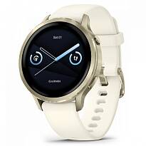 Умные часы Garmin VENU 4 41 мм, корпус: лунно-золотистый (Lunar Gold), с силиконовым ремешком слоновая кость (Bone Silicone Band)