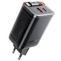 Сетевое зарядное устройство ACEFAST A111 PD67W GaN USB-C + USB-A с кабелем USB-C Roulette (Черное)