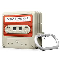 Чехол Elago для AirPods 4 Unique Cassette Tape Classic с карабином (Белый/Красный)
